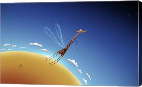 Framed Giraffe Learning to Fly Print