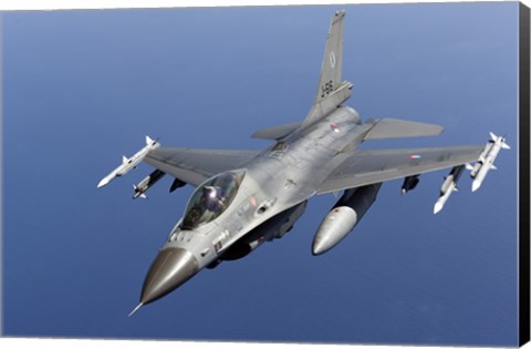 Framed Dutch F-16AM Over the Mediterranean Sea (top view) Print