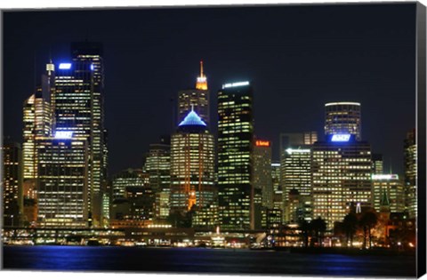 Framed Sydney CBD at Night, Sydney Cove, Australia Print