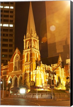 Framed Albert Street Uniting Church at Night, Brisbane, Queensland, Australia Print