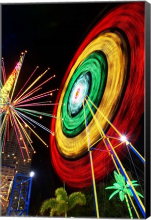 Framed Amusement Park at Night, Surfers Paradise, Gold Coast, Queensland, Australia Print