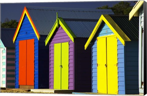 Framed Bathing Boxes, Middle Brighton Beach, Port Phillip Bay, Melbourne, Victoria, Australia Print