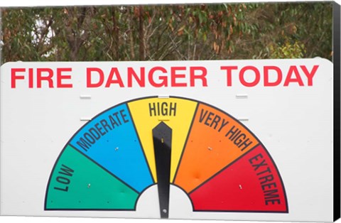 Framed Fire Danger Warning Sign, Queensland, Australia Print