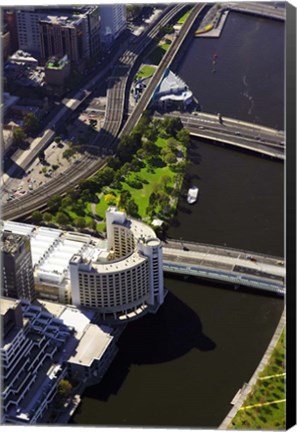 Framed Holiday Inn and Yarra River, Melbourne, Victoria, Australia Print