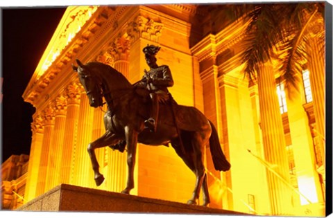 Framed Statue outside King George Square, Brisbane, Queensland, Australia Print