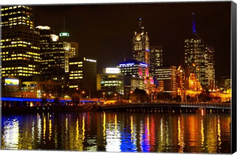 Framed Yarra River, Queens Bridge and CBD, Melbourne, Victoria, Australia Print