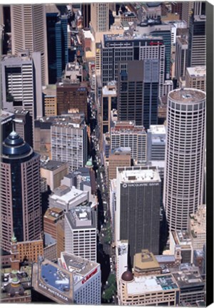 Framed Pitt Street and Sydney CBD, Sydney, Australia Print