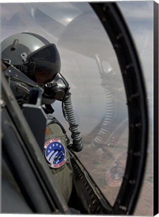 Framed F-16 Pilot Checks Position of his Wingman Print