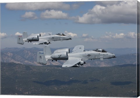 Framed Two A-10 Thunderbolt&#39;s Fly over Mountains in Central Idaho Print