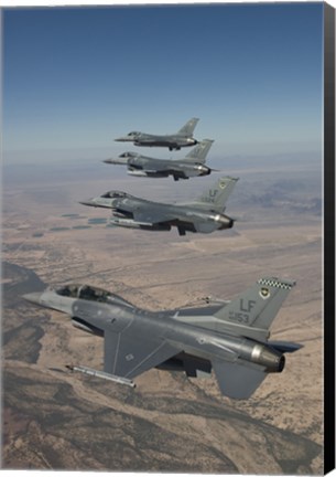 Framed Four F-16&#39;s on a Training Mission Print