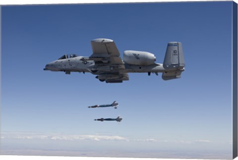 Framed A-10C Thunderbolt Releases Two GBU-12 Laser Guided Bombs Print