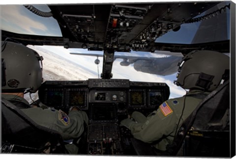 Framed CV-22 Osprey conducts Aerial Refueling with an HC-130 Print