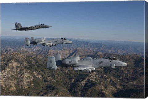 Framed F-15 Eagle and Two A-10 Thunderbolts, Central Idaho Print