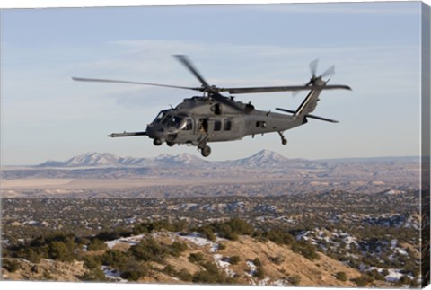 Framed HH-60G Pave Hawk Flies a Low Level Route over New Mexico Print