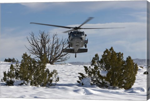 Framed HH-60G Pave Hawk Flies Low in New Mexico Print