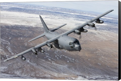 Framed MC-130 Aircraft Manuevers over New Mexico Print