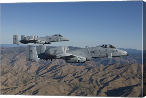 Framed Two A-10 Thunderbolt&#39;s Fly over Central Idaho Print