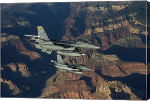 Framed Two F-16&#39;s fly in Formation over the Grand Canyon, Arizona Print