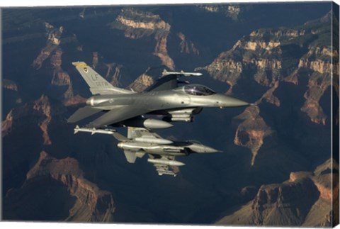 Framed Two F-16&#39;s fly over the Grand Canyon, Arizona Print