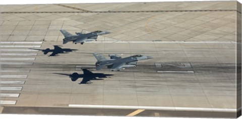 Framed Two F-16&#39;s Land in Formation at Luke Air Force Base, Arizona Print