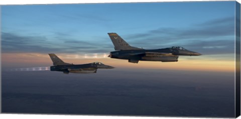 Framed Two F-16&#39;s over Arizona before sunset Print