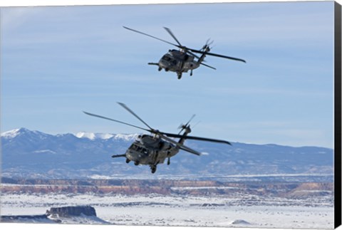 Framed Two HH-60G Pave Hawk&#39;s over New Mexico Print