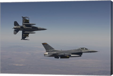 Framed Pair of F-16&#39;s fly in Formation over Arizona Print