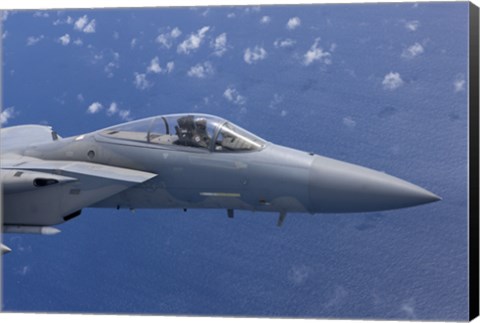 Framed F-15 Eagle Flies over the Pacific Ocean Print