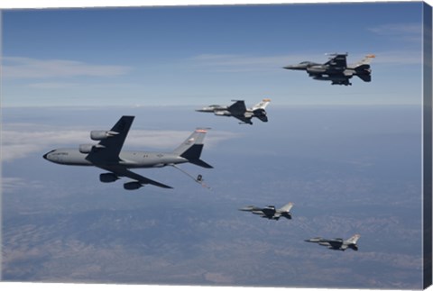 Framed Four F-16&#39;s and a KC-135 over Arizona Print