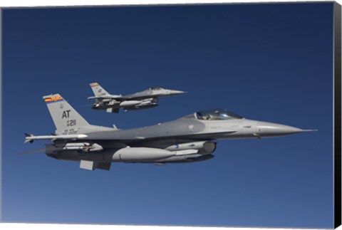 Framed Two F-16&#39;s in a Blue Sky Print