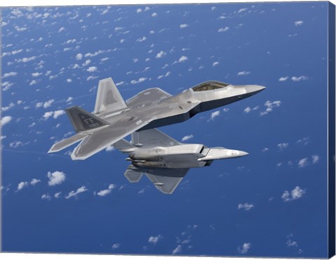 Framed Two F-22 Raptors Maneuver over Japan Print