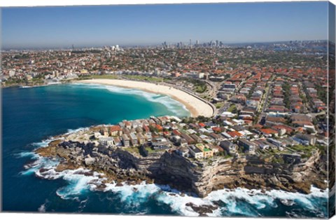 Framed Australia, New South Wales, Sydney, Bondi Beach - aerial Print