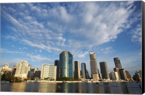 Framed Australia, Queensland, Brisbane River, City Skyline Print