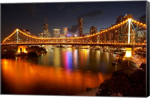 Framed Australia, Queensland, Story Bridge, Brisbane River Print