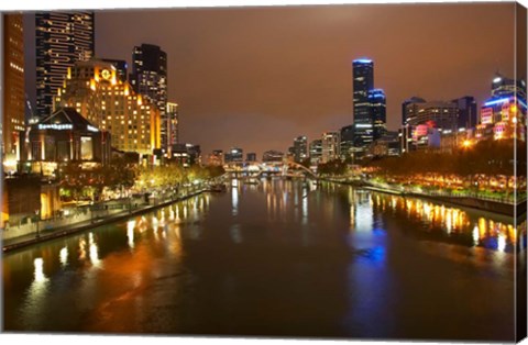 Framed Australia, Victoria, Melbourne, Yarra River, City Skyline Print