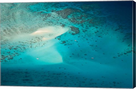 Framed Upolu Cay and Dive Boats, Great Barrier Reef Marine Park, Australia Print