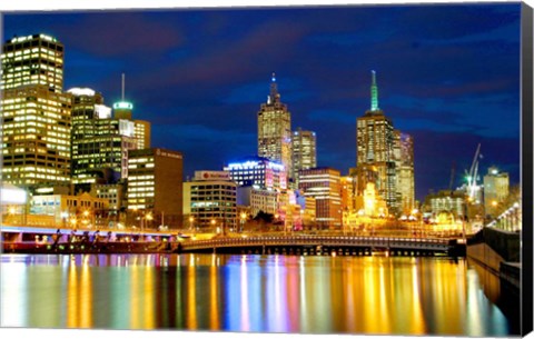 Framed Nighttime View, Melbourne, Australia Print