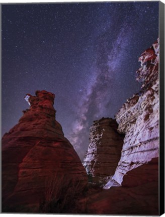 Framed Milky Way  above the Wedding Party Rock Formation, Oklahoma Print