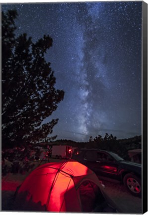 Framed Milky Way Sets Behind a Glowing Tent, Oklahoma Print