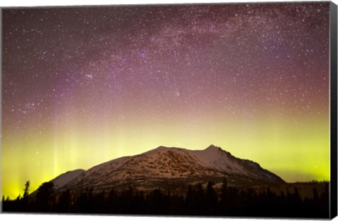 Framed Aurora Borealis, Comet Panstarrs and Milky Way over Yukon, Canada Print