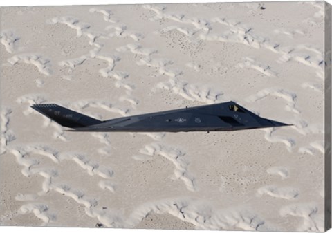 Framed F-117 Nighthawk Flies over White Sands National Monument, New Mexico Print