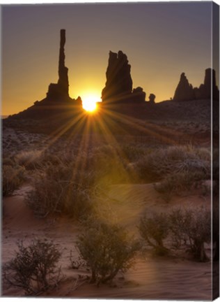 Framed Sunburst through the Totem Polein Monument Valley, Utah Print