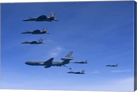 Framed Six F-15 Eagles Refuel from a KC-10 Extender Print