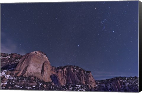 Framed La Ventana arch with the Orion Constellation Rising Above Print