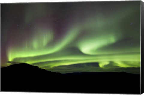 Framed Aurora Borealis over Gray Peak, Whitehorse, Yukon Canada Print