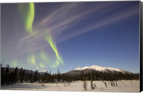 Framed Aurora Borealis over Mountain near Mayo, Yukon, Canada Print