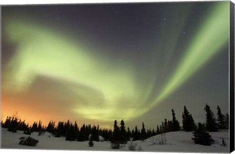 Framed Aurora borealis over Ogilvie Mountains Print