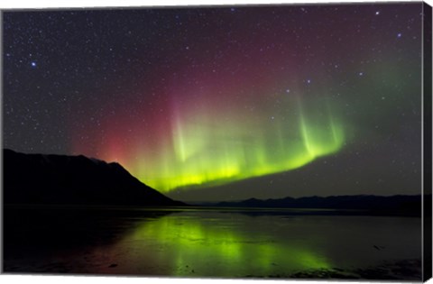 Framed Aurora Borealis with Big Dipper over Kluane Lake, Yukon, Canada Print