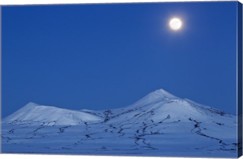 Framed Full moon over Ogilvie Mountains Print