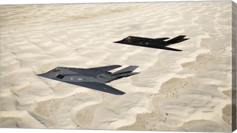 Framed Two F-117 Nighthawk Stealth Fighters over White Sands National Monument Print